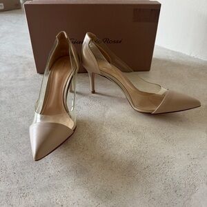 BNIB Gianvito Rossi Plexi Leather Heels nude